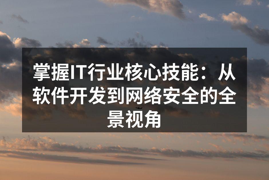 掌握IT行业核心技能：从软件开发到网络安